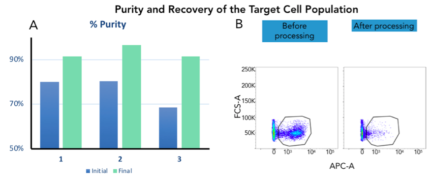 Acoustic Cell Processing Purity and Recovery data