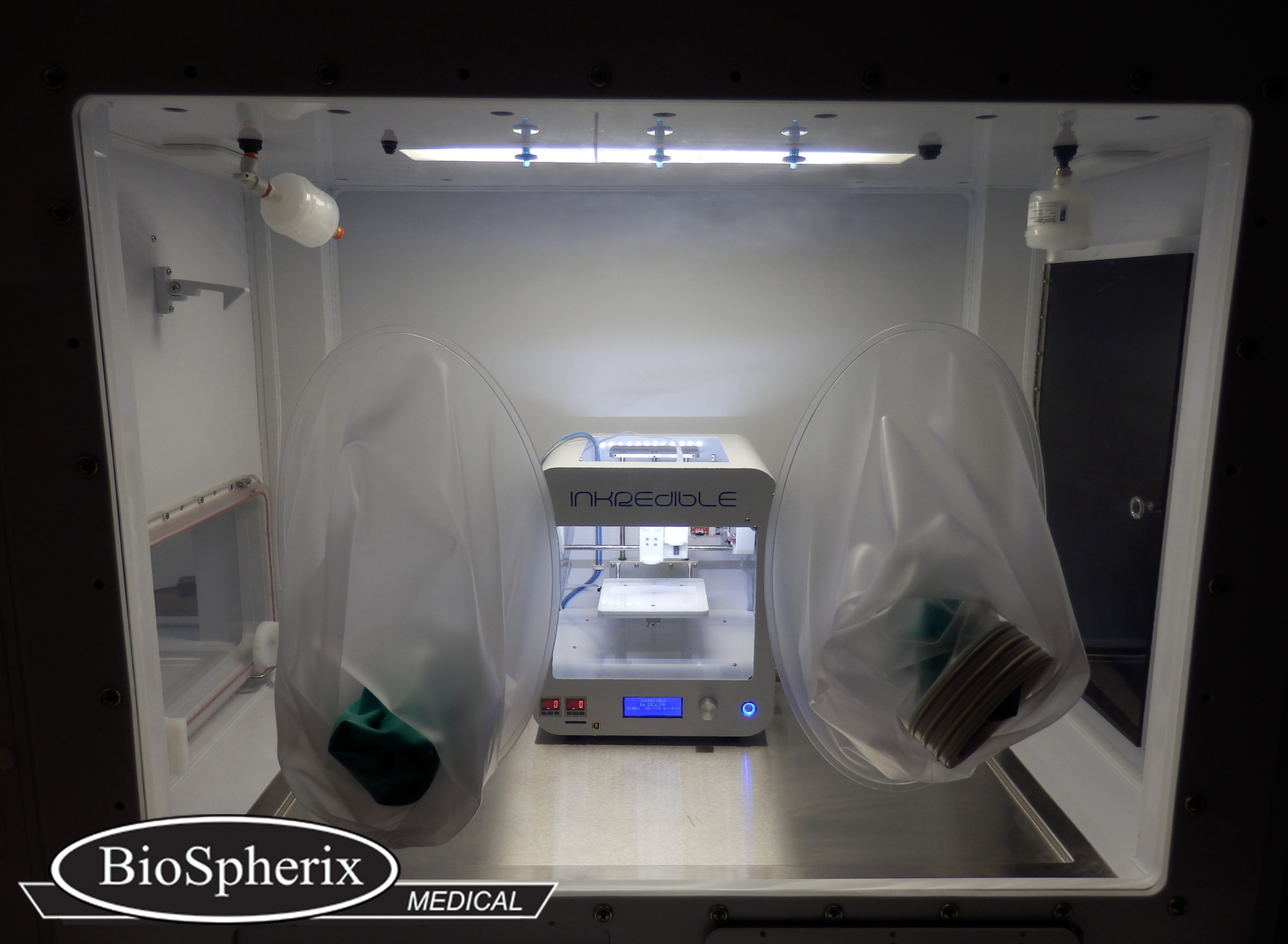 CELLINK INKREDIBLE 3D Printer housed in a BioSpherix Medical® XVIVO Cytocentric Barrier Isolator
